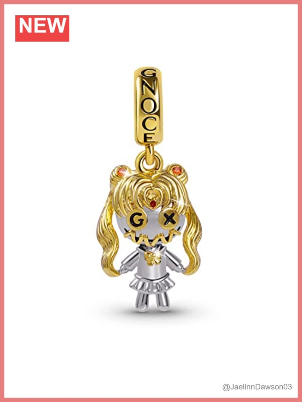 Voodoo Doll Charm 925 Sterling Silver Plated 18K Gold Dangle Bead